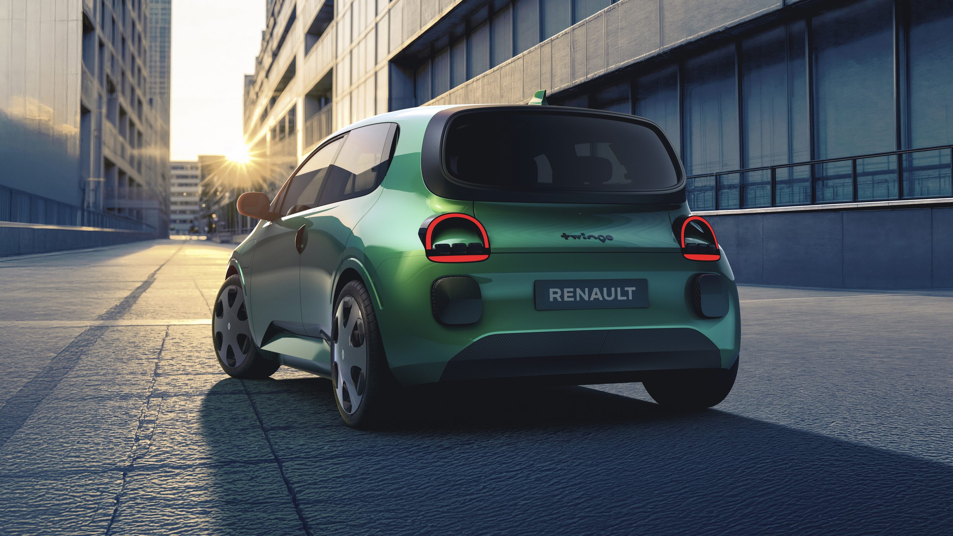 Renault Twingo E-Tech electric nieuw achterkant, Stam Renault