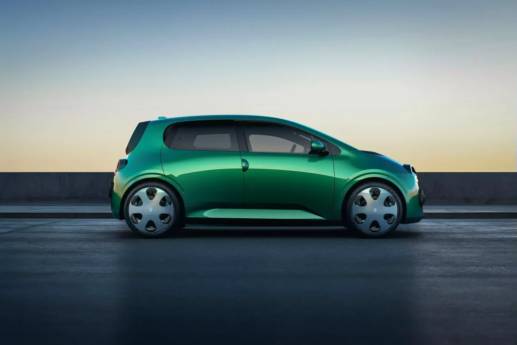 Renault Twingo E-Tech electric nieuw zijkant, Stam Renault