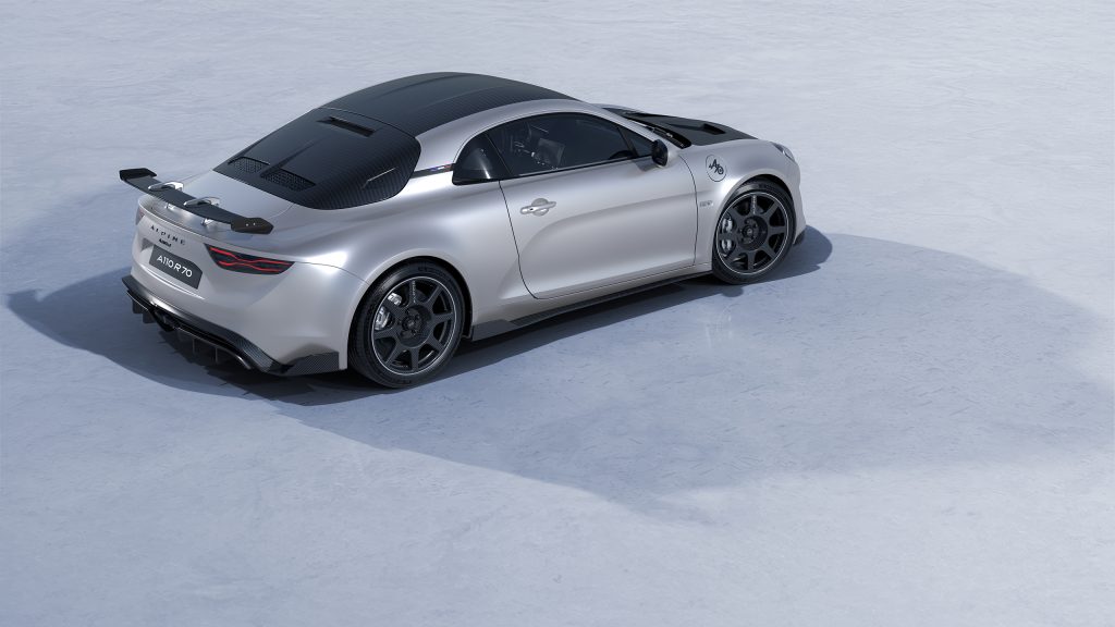 Alpine A110 R70 slider grijs zijkant, Alpine Store Soestdijk